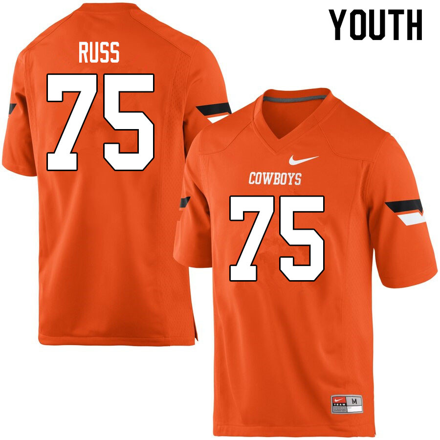 Youth #75 Eli Russ Oklahoma State Cowboys College Football Jerseys Sale-Orange - Click Image to Close